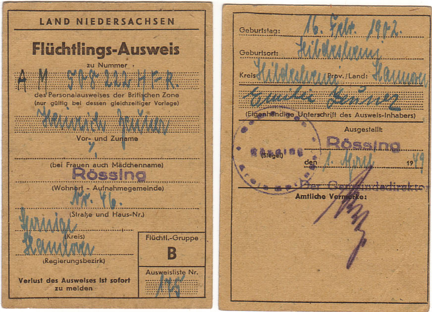 Refugee card